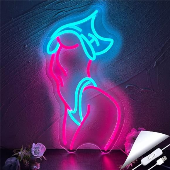 Neon LED Wall Sign Womans Body Bright VIVID Color - Popping Wall Sign 8.8x15.7"